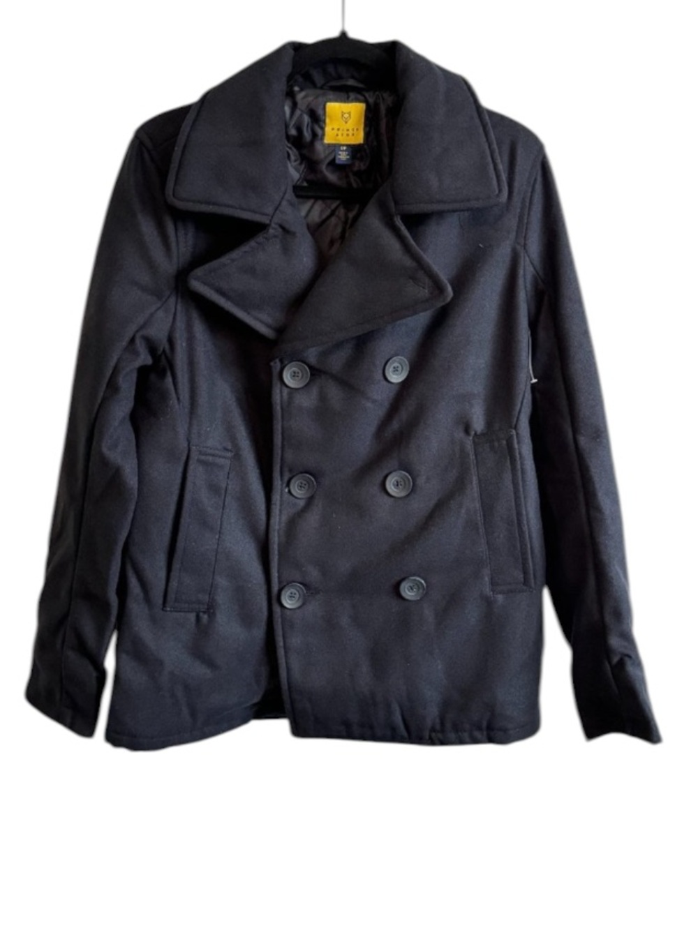 Men's Wool Blend Double Breasted Peacoat in Darkest Blue